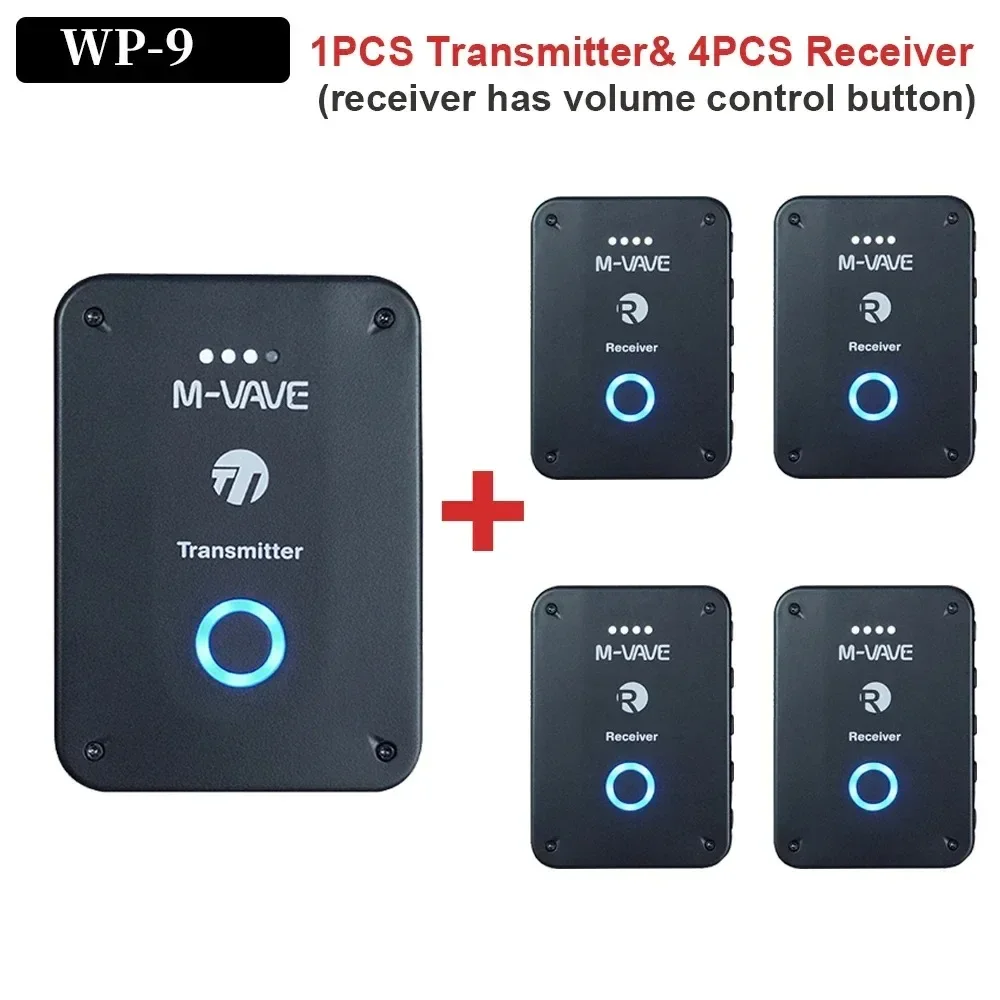 

M vave WP-9 Wireless Earphone Monitor 2.4GHz ISM Transmitter Receiver Stereo/Mono Recording Rechargeable Audio Device for Guitar