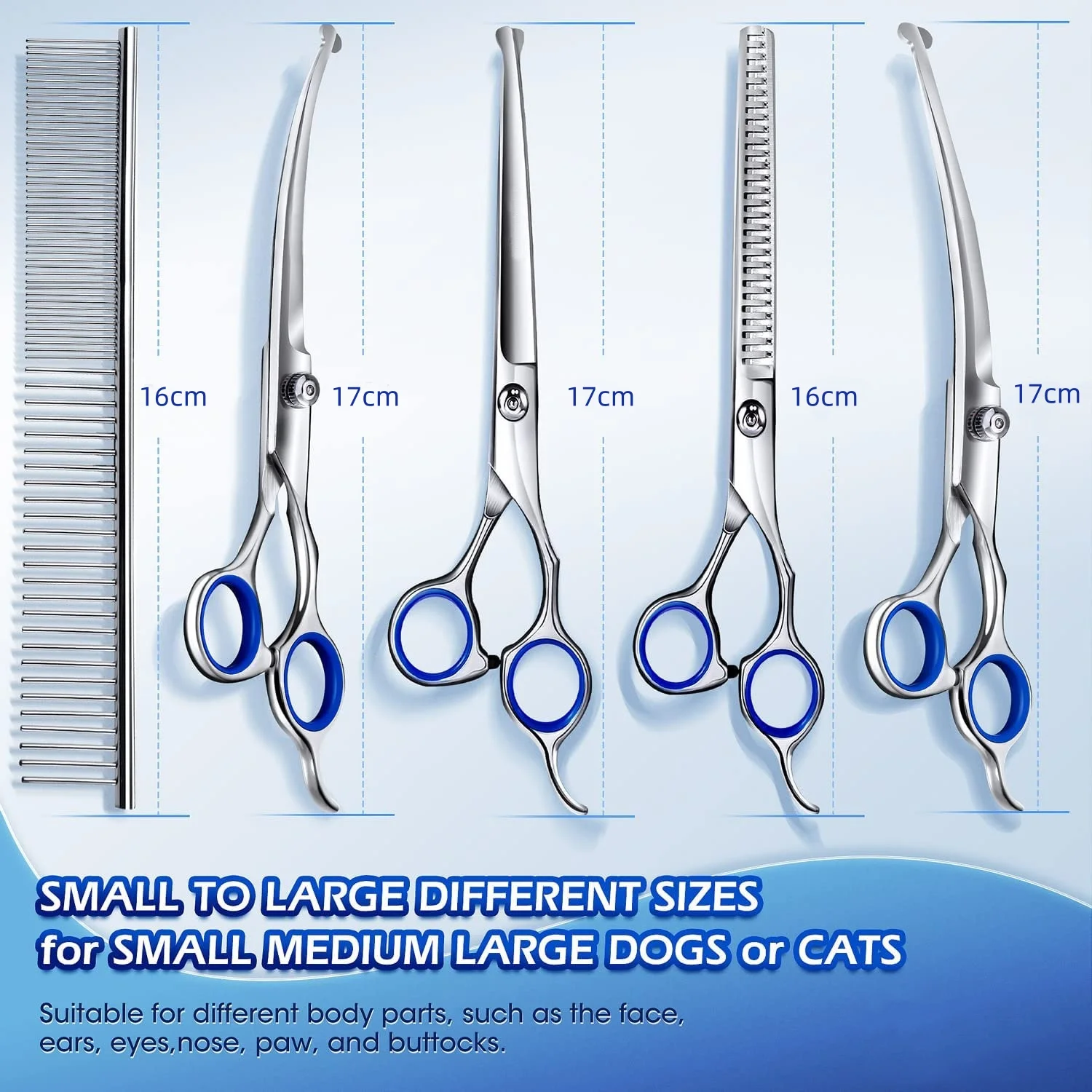 5-in-1 Scissors Professional Trimming Dog Beauty Scissors Set  With Safety Roundhead For Cutting Dog Hair Bending Sparse Scissor