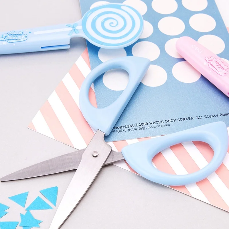 ديلي مصاصة على شكل مقص السلامة الاطفال مقص للحرف اليدوية مع طرف حاد متعة الأطفال أداة قطع الورق DIY بها بنفسك اللوازم المدرسية #4