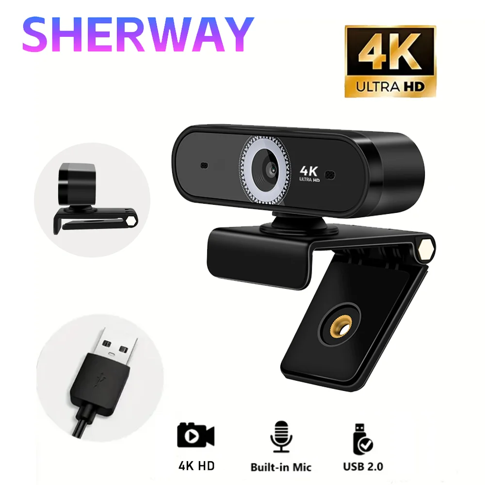 

Веб-камера 4K, 13 МП, 10-кратный зум, USB-камера, автофокальный микрофон, веб-камера для ПК, живая видеоконференция, онлайн-обучение, ноутбук, вещание