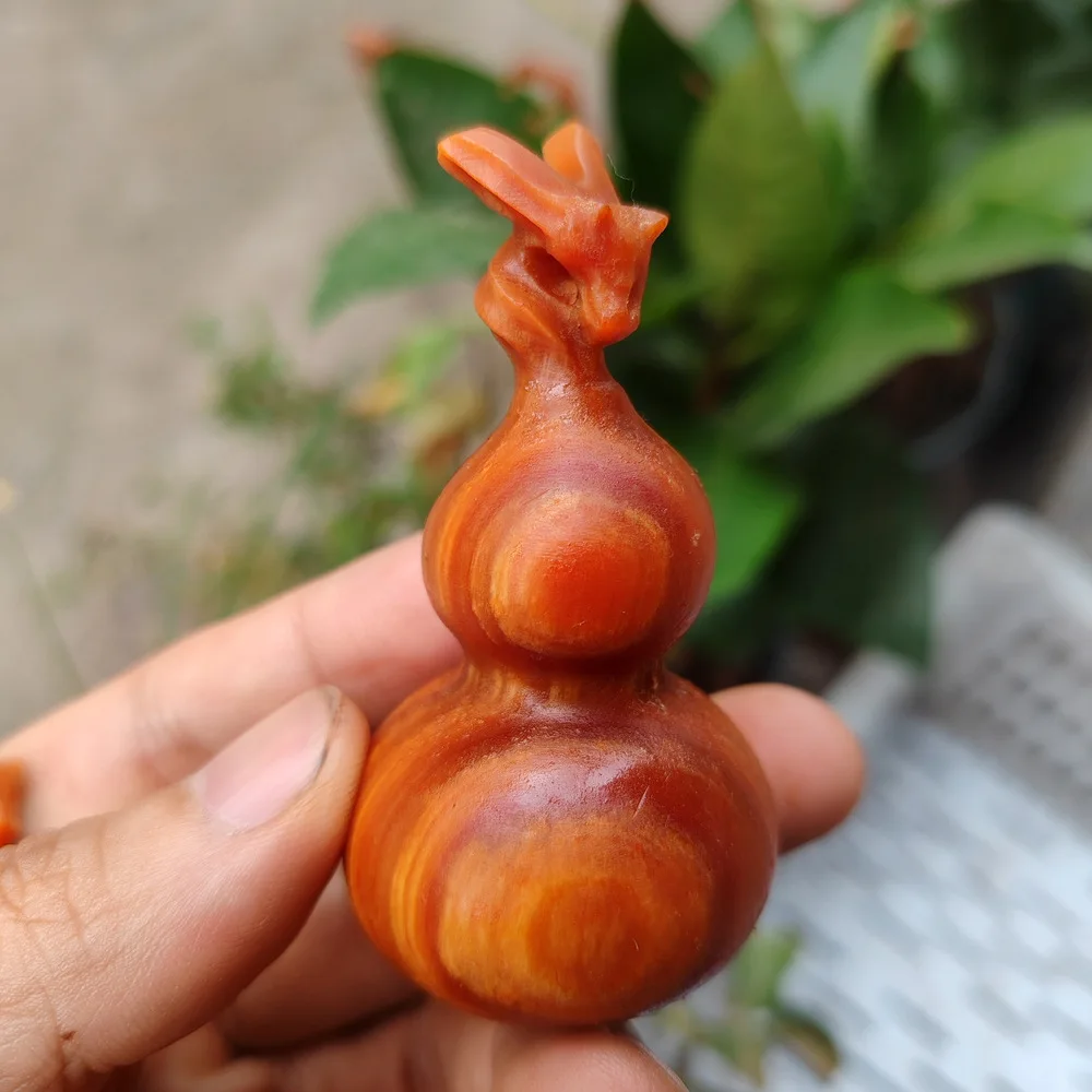 Taihang Aged Cypress Dragon Gourd Solid Wood Carved High Oil Hand Play Craft Wenwan Desktop Collectible Decor Ornament
