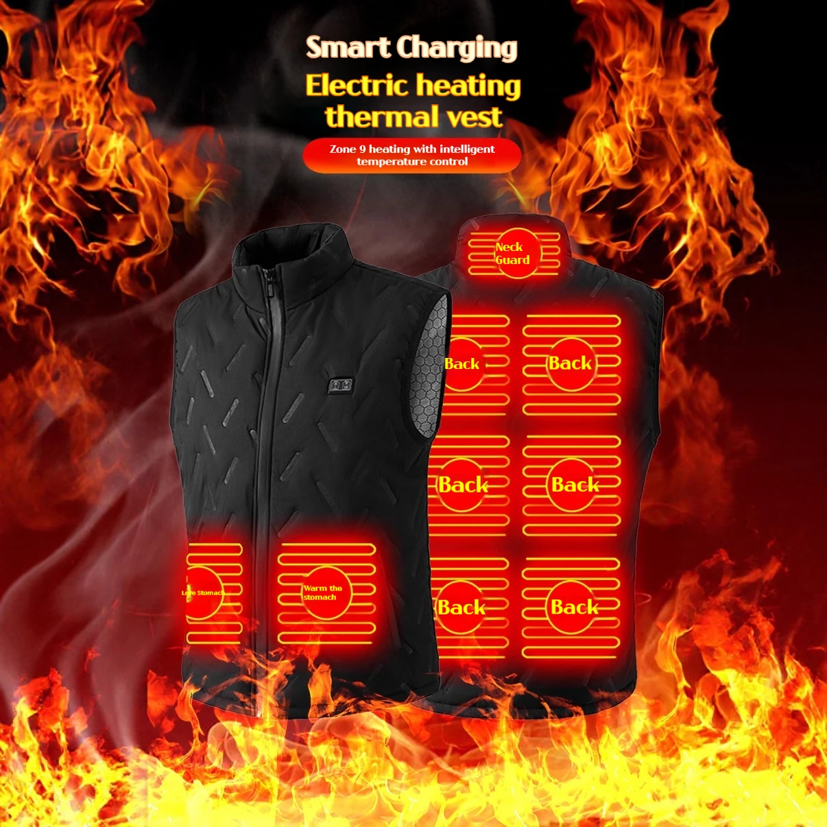 Smart Electric Heating Vest for Men and Women Dual Control 9 Zone Heating Winter Thermal Wear with USB Casual Heated Vest Jacket