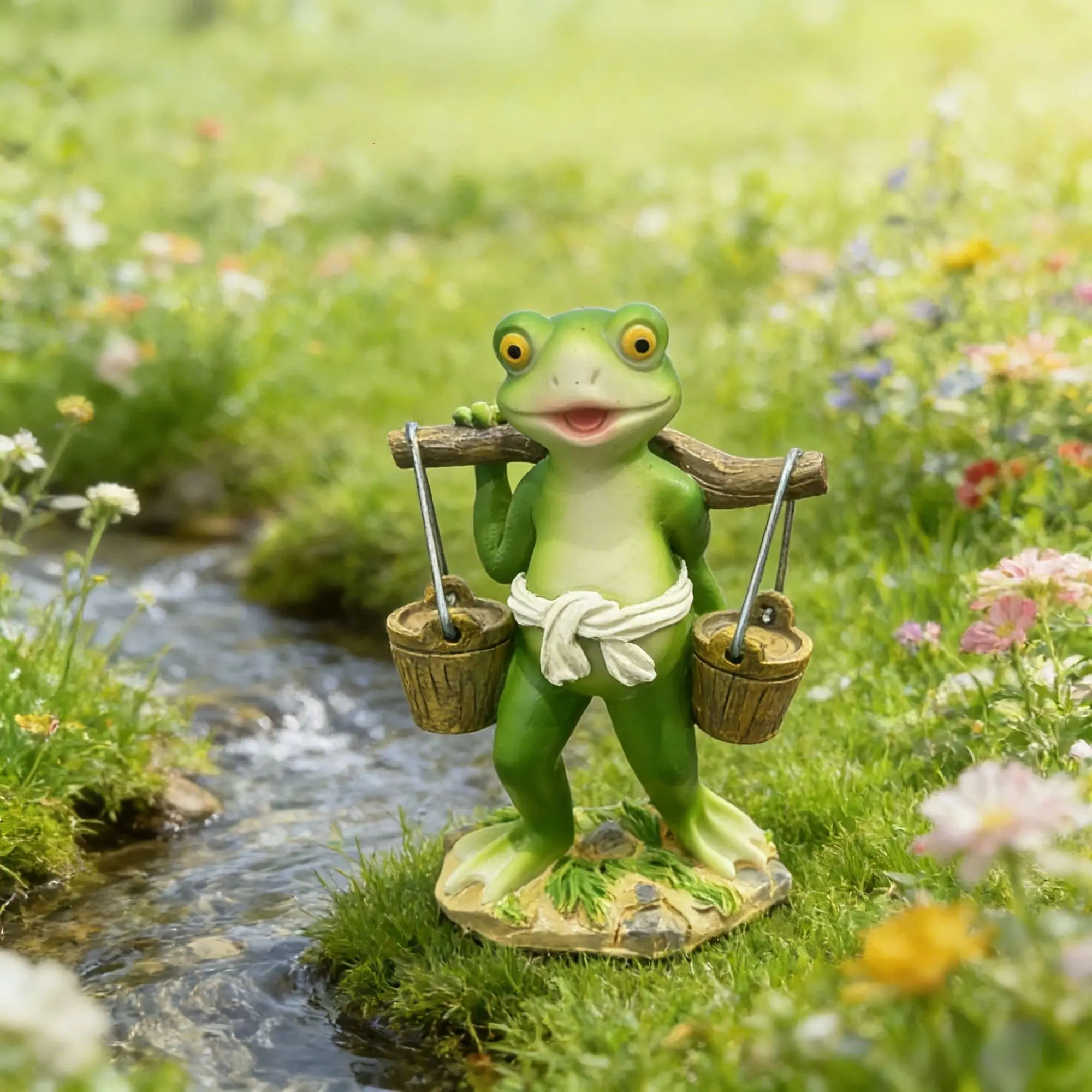 Garden balcony landscaping decorations - small frog planter, creative resin craft ornament