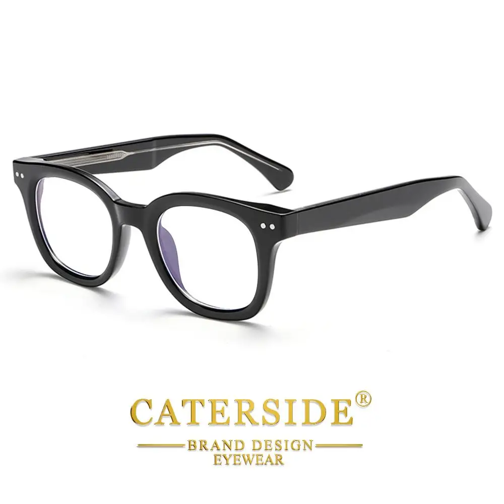 CATERSIDE Retro Herren-Brille mit flachen Gläsern, Tr-90, runder kleiner Rahmen, Anti-Blaulicht-Brille, Damen-Luxus-Business-Freizeitbrille – Detail 4