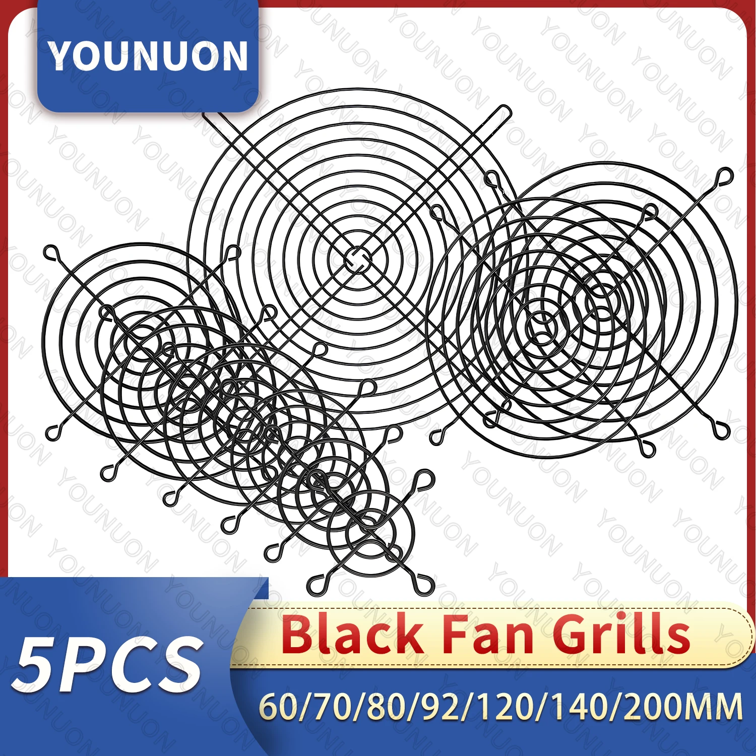 5PCS 60mm 80mm 90mm 92mm 120mm 140mm Black Metal Mesh Finger Guard Protective Net Fan Grill Computer Case Fan Grill
