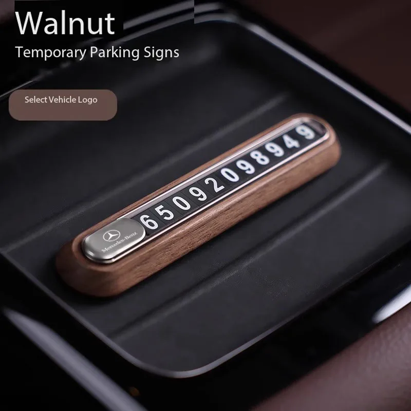 Walnut Temporary Parking Number Plate For Mercedes Benz BMW Audi Phone Mobile License Plate Car Mobile Card Can Hide Male