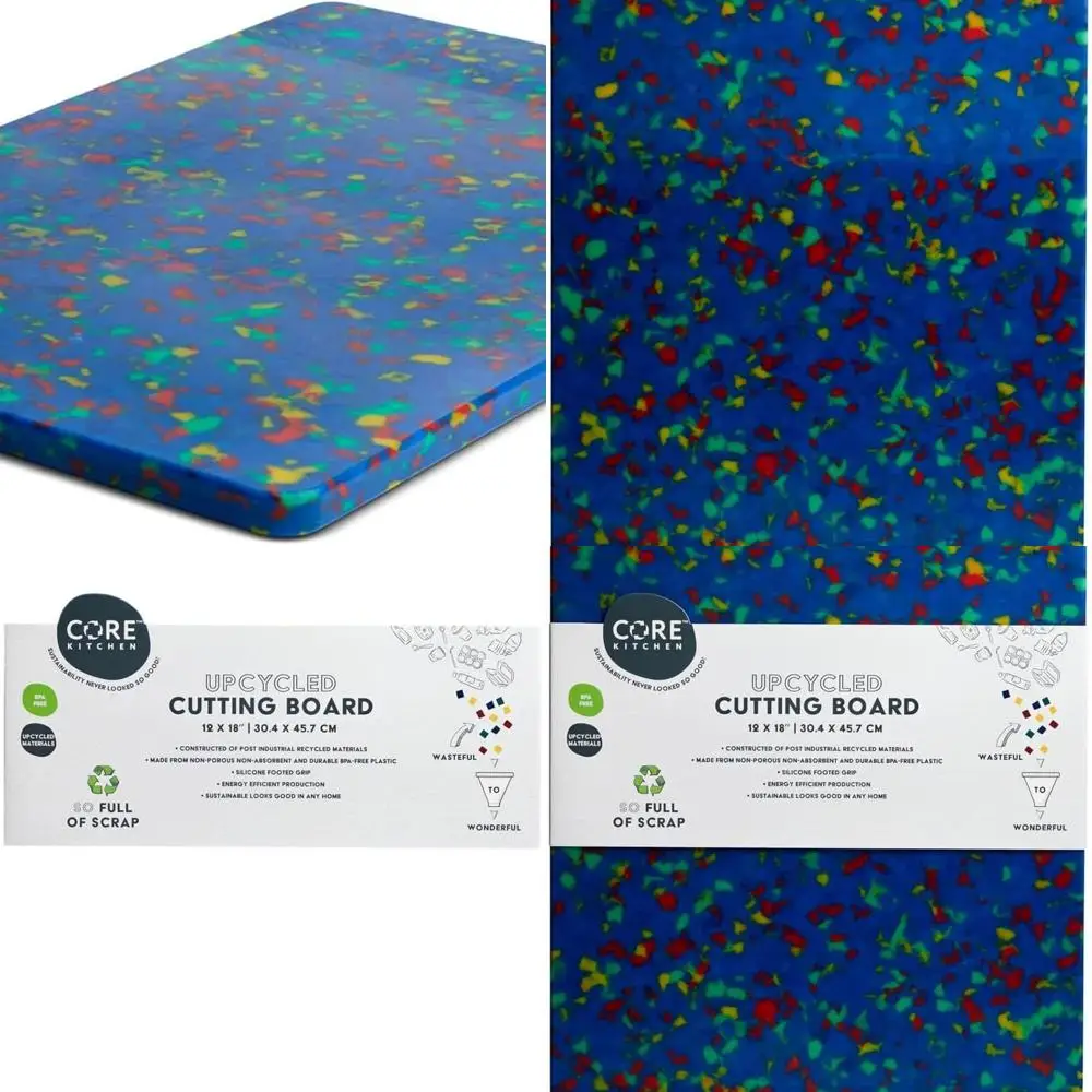 

Синяя переработанная пластиковая доска для мясных изделий 12x18 с конфетти и противоскользящим основанием