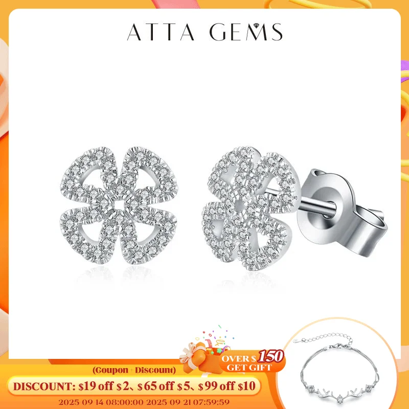 

Attagems New Women Moissanite Gemstone Stud Earrings For Women Solid 925 Sterling Silver D Color Solitaire Fine Jewelry For Gift