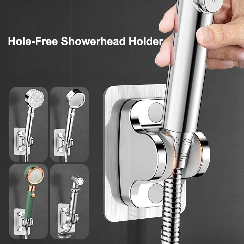 【M】1PC Wall Mounted Strong Adhesive Shower Head Bracket Waterproof Adjustable Bathroom Shower Bracket Easy To Install Base