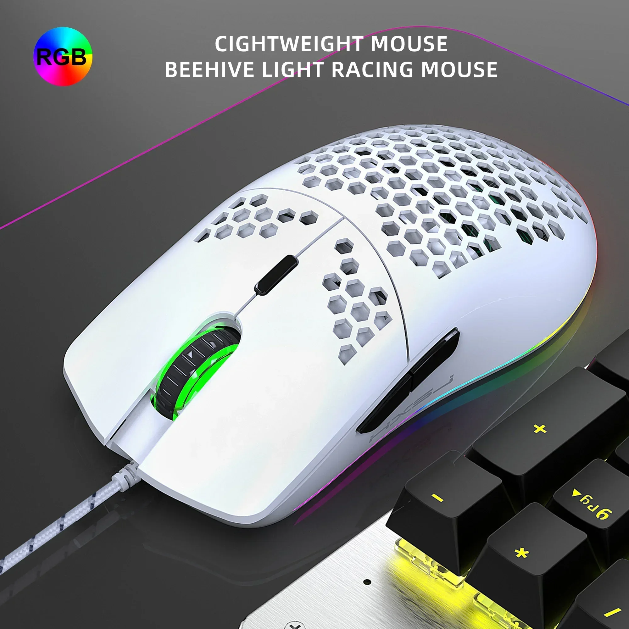 

ZLRLMHY 6400DPI J900 Gaming Mice RGB Luminous lightweight Macro Programming Hollow Ergonomics Wired mouse for Laptop game Office