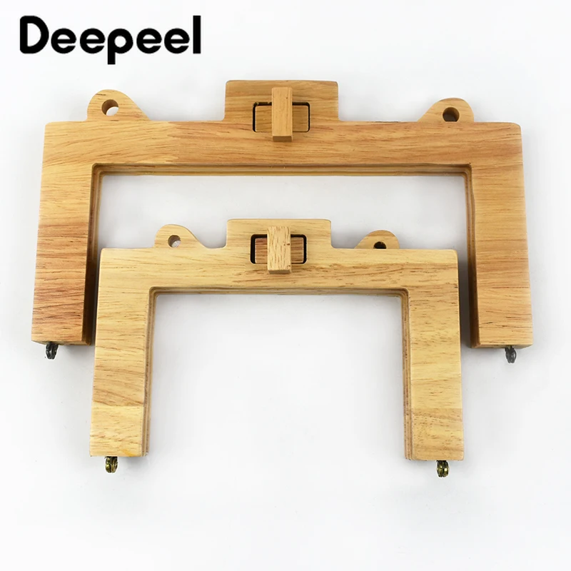 1Pc Deepeel 16/22cm Wood Bag Handle Twist Lock Buckle Wooden Purse Frame Kiss Clasp DIY HandBag Sewing Brackets Accessories