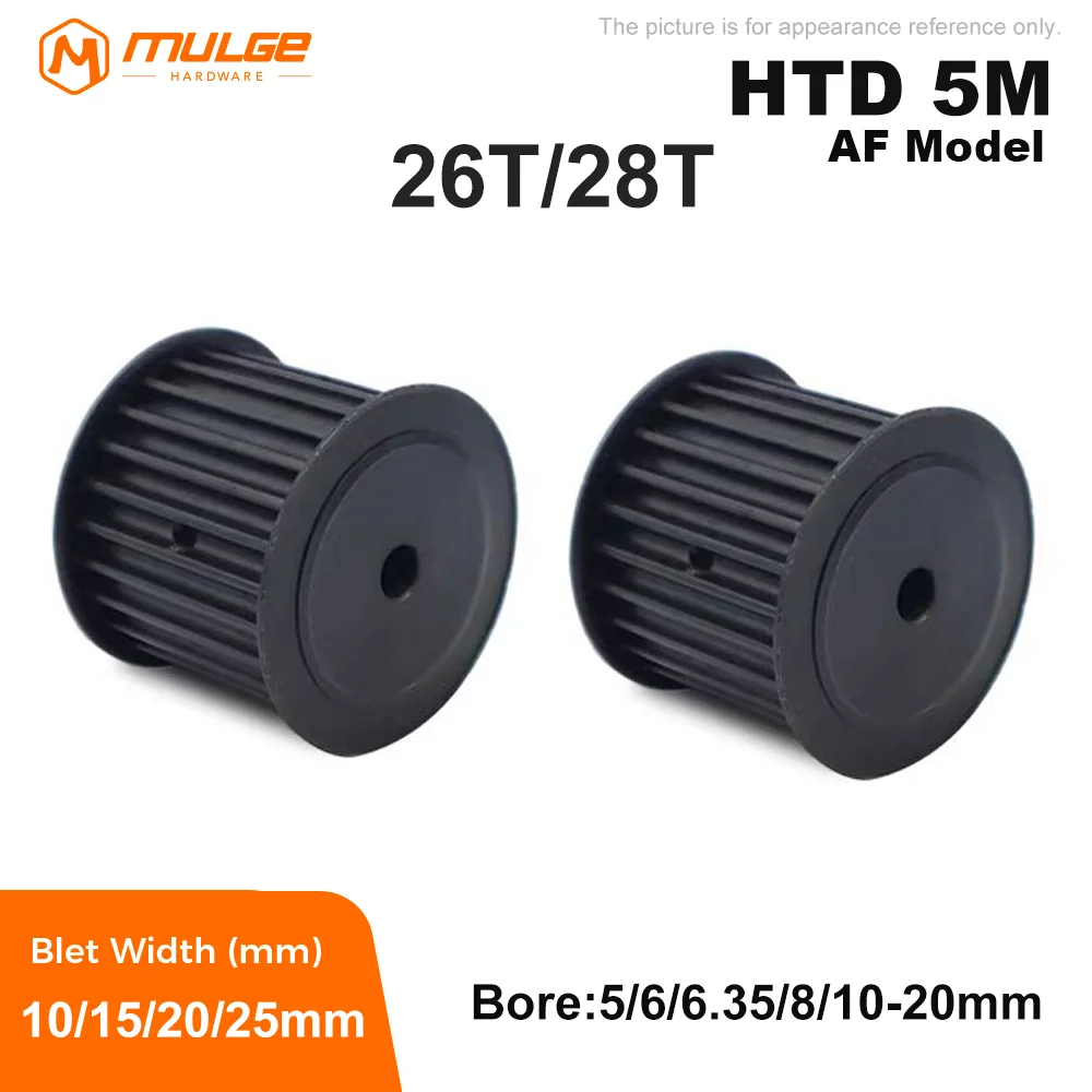 26Teeth/28Teeth HTD5M 45# Steel Timing Pulley HTD 5M 26T 28T Synchronous Wheel for Belt Width 10/15/20/25mm Bore 5 -20mm