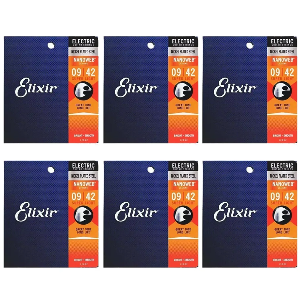 6 Pcs/set Elixir Acoustic Guitar Strings 0.10 Coating 80/20 Bronze NANOWEB Coating Custom Light 011-052 11027 11052 16002 16027