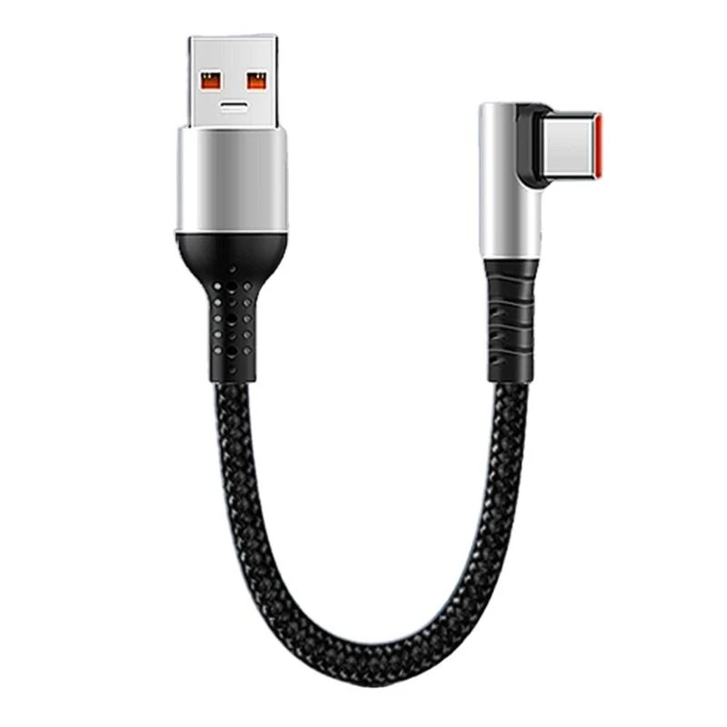 573A Short USB C Charging Cable with 90 Degree Connectors for Gaming Consoles Headphones
