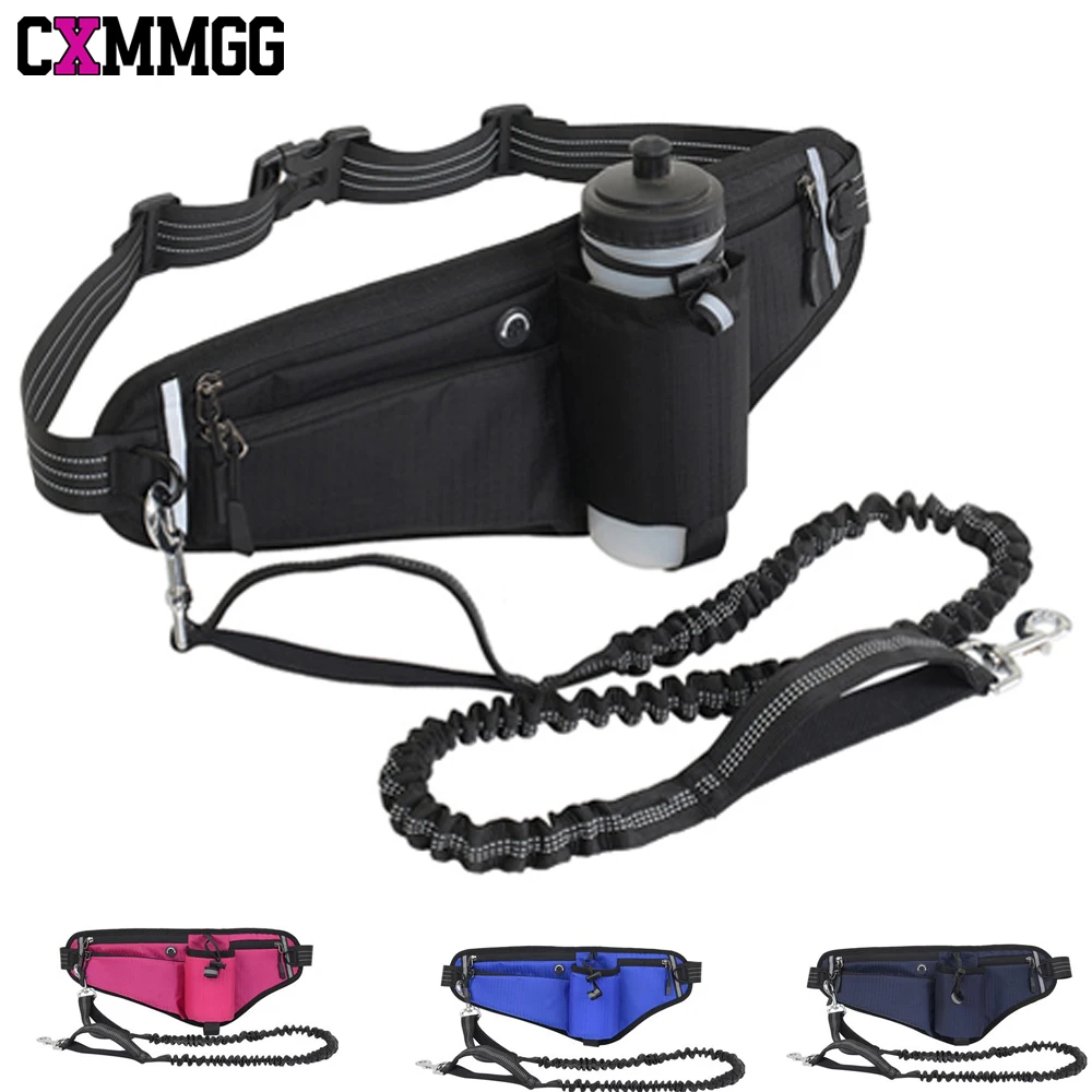 

1PCS Running Fanny Pack with Water Bottle Holder,Adjustable Sports Belt With Water Bottle Holder Pouch,With Hands-Free Dog Leash