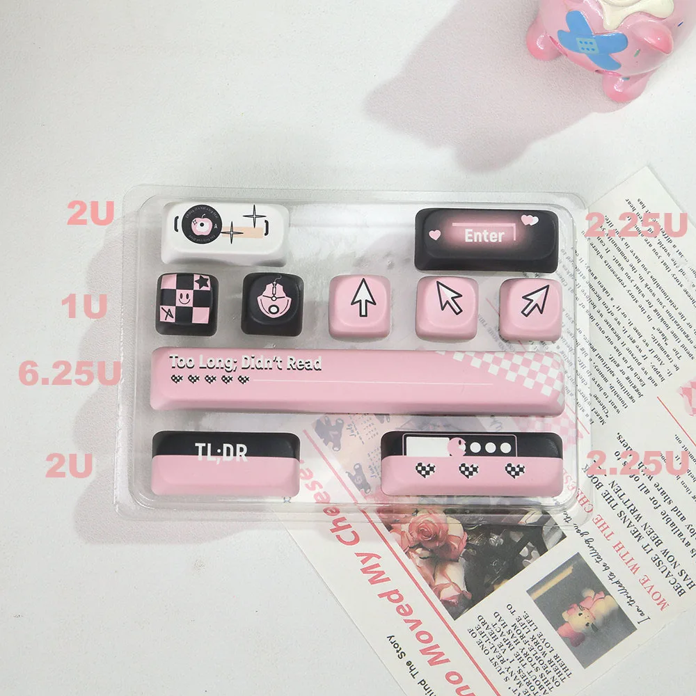 Custom Keycaps Set 10 Keys PBT Sublimation MOA Cute Keycap with Spacebar Enter Arrow Keys for  Mechanical Keyboard