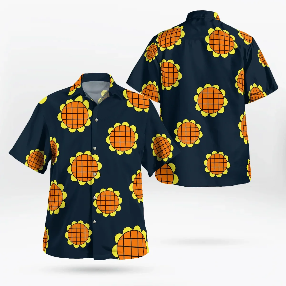 Camisa hawaiana para hombre, ropa con estampado 3D de girasol, ropa de Cosplay de verano de Anime, camisetas de manga corta a la moda para la playa con solapa de gran tamaño