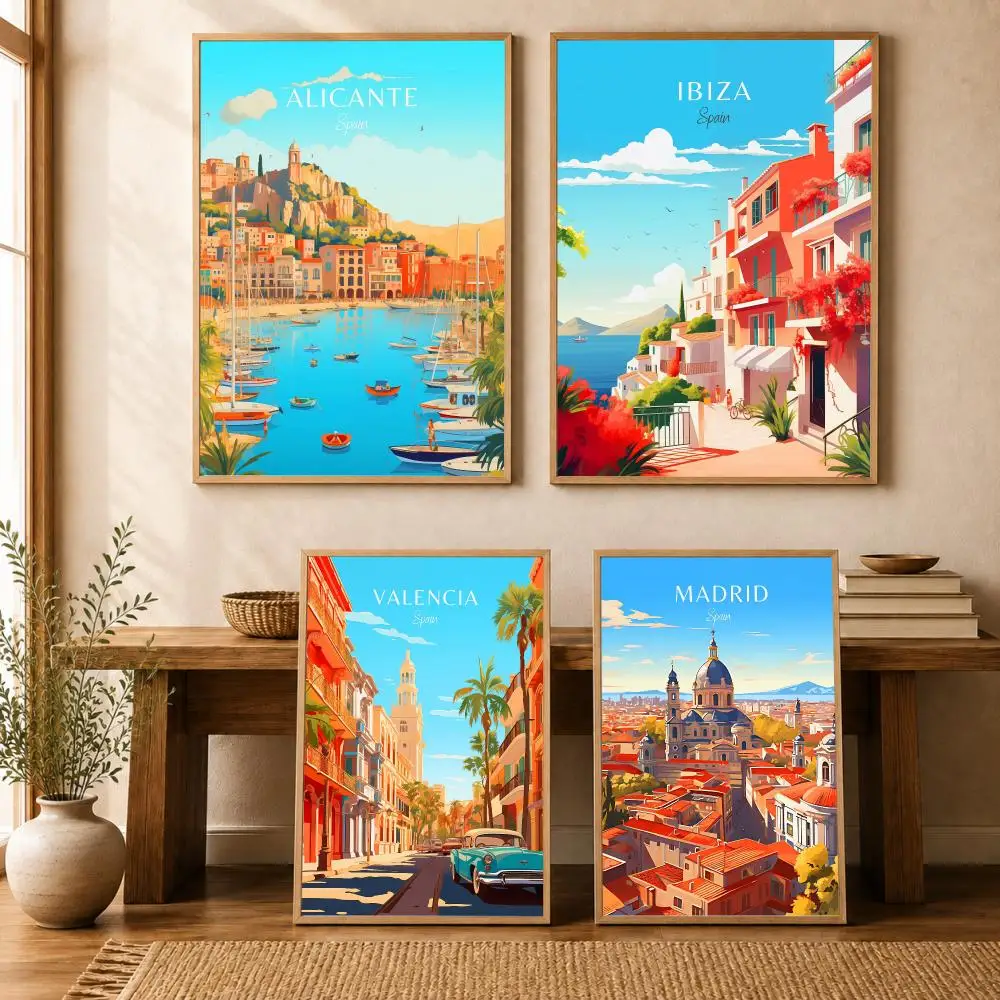 Canaria Barcelona Madrid Granada Poster Wall Stickers Self Adhesive Painting HD Art Decals for Bedroom Living Room Home Decor