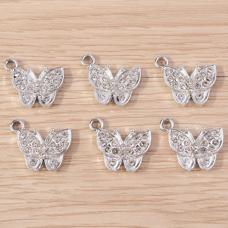 10pcs 17x18mm Cute Crystal Animal Butterfly Charms Pendants for Jewelry Making Drop Earrings Necklace DIY Crafts Accessories