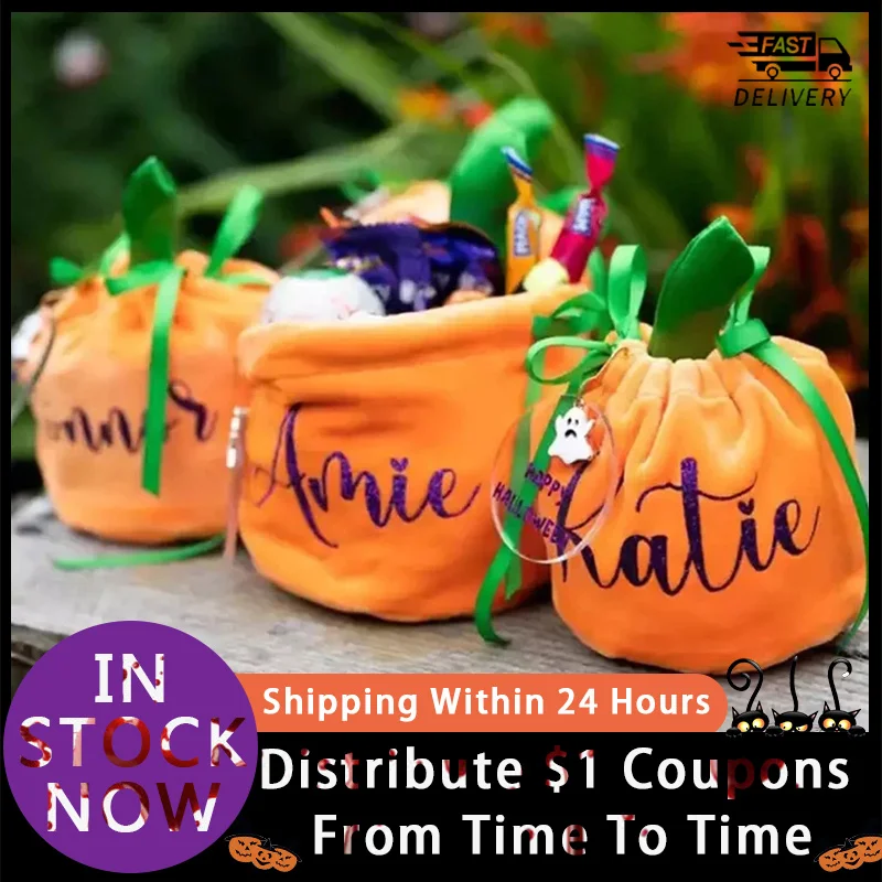 

2024 Pumpkin Bag Velvet Halloween Candy Bags Cute Gift Packing Bags Dropshipping Chocolate Bags Party Halloween Decoration