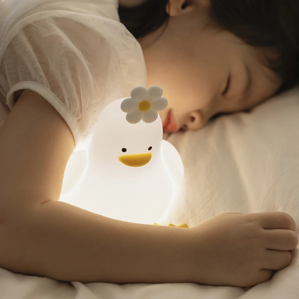 Cute Duck Night Light Safe Silicone Lamps Soft Warm Light Protect Eyes Lovely Room Decoration 3 Adjustable Brightness Gift