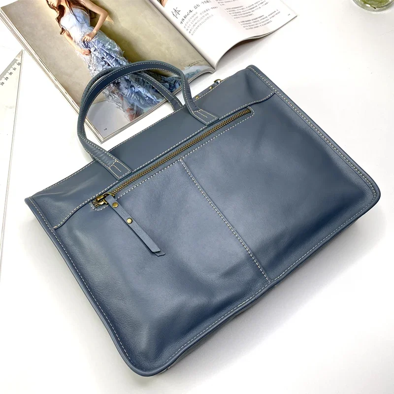 Genuine Leather Handbag for Women Commuter Bag Soft Head Layer Cowhide Crossbody Multiple Compartments Fashion Commuter Bag