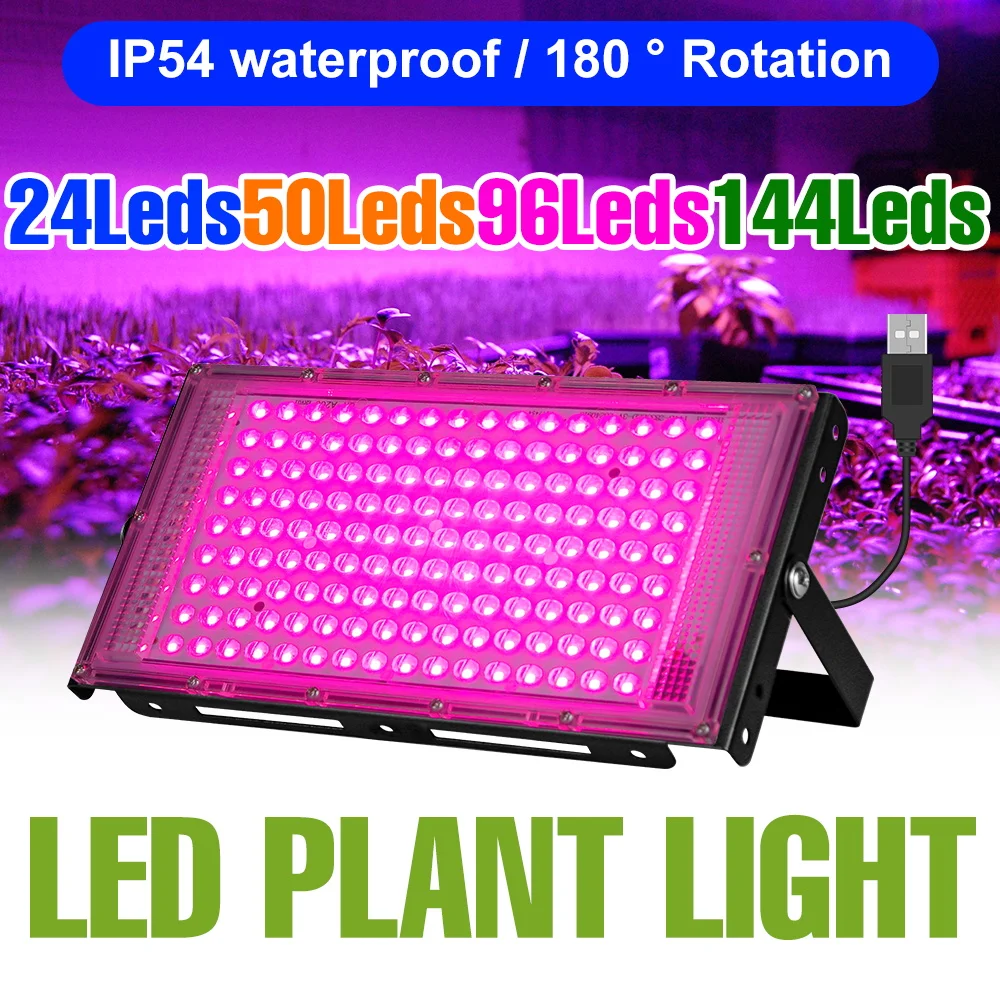 

USB 5V LED Full Spectrum Plant Grow Light Indoor Greenhouse Tent Hydroponics Cultivation Plants Lamp Waterproof 24/50/96/144leds