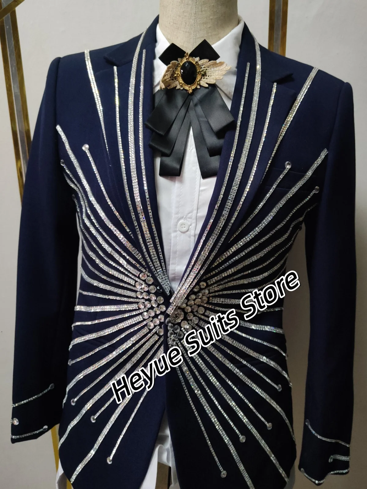 

High-end Shiny Groom Wedding Tuxedos Customized Slim Fit Notched Lapel Men Suits 2 Pieces Sets Male Party Blazers Costume Homme