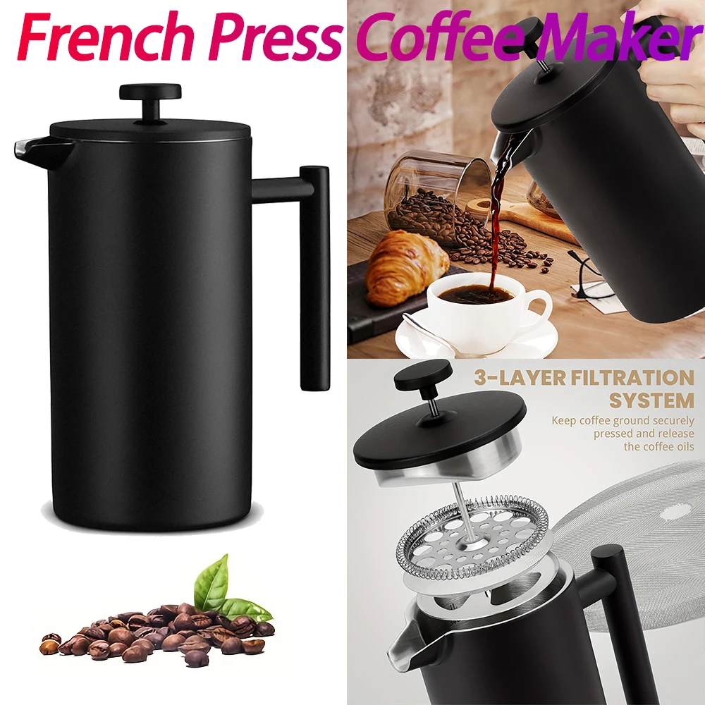 

Пресс для кофе из нержавеющей стали, легкий пресс, чайник, изоляция с двойными стенками, посуда для приготовления кофе, чайная посуда, ситечко для бара, кафе, дома