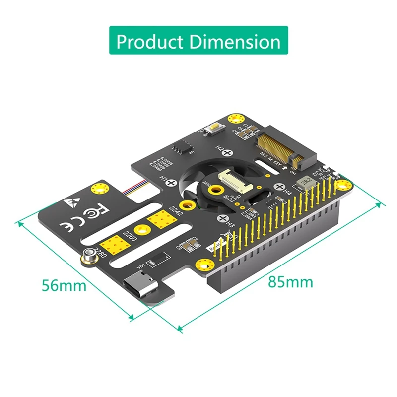 3 في 1 كومبو M.2 Nvme إلى Pcie محول مع مروحة تبريد ومصابيح LED تلون تلقائي لـ Raspberry Pi 5 متينة وسهلة الاستخدام