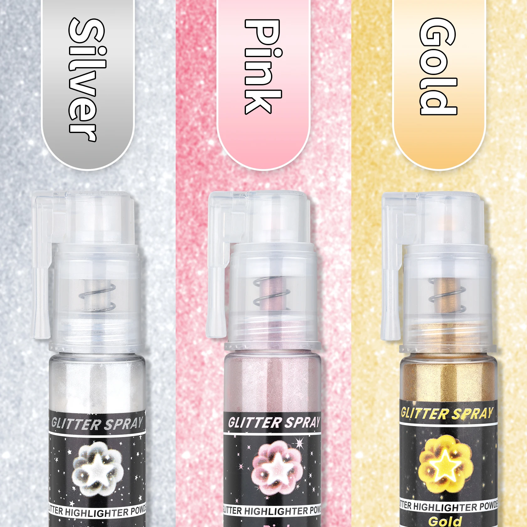 ボディグリッタースプレー 光沢のある髪と体用 フェイスグリッターパウダー 長持ちする輝き ハロウィン クリスマス コンサートアクセサリー用