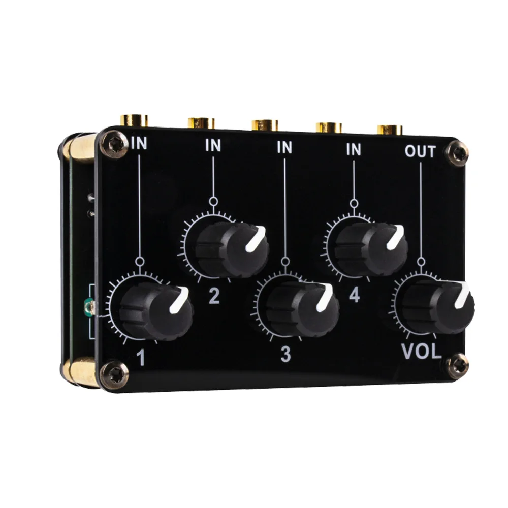 Fuluode Audio stereo Mixer 3.5mm inputs & Output Delicate Passive Circuit Design With Volume Control For Cd Players Instrument