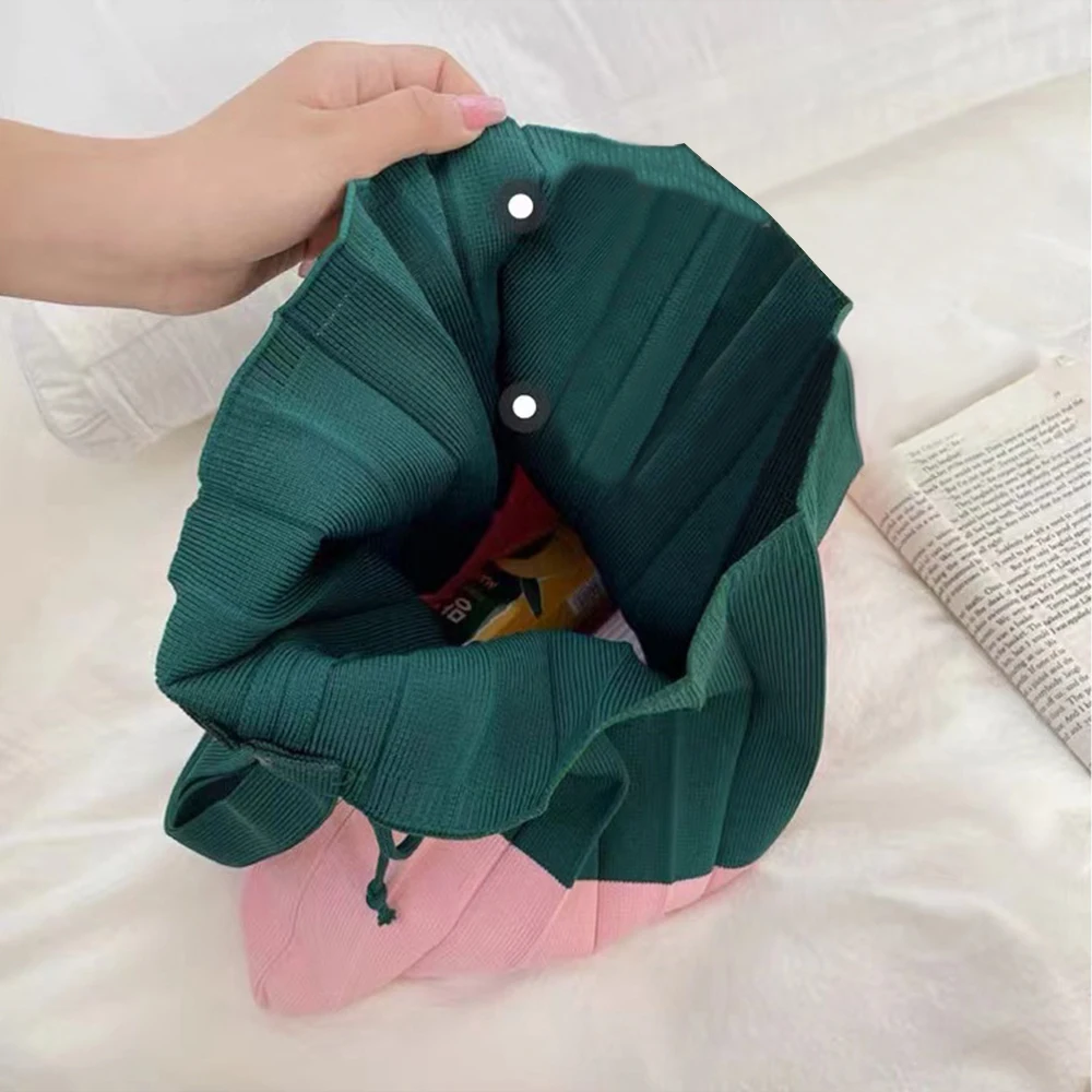 Retro Pleats Crochet Tote Bag Large Capacity Reusable Shoulder Bag Braid Casual Knitted Handbags Women
