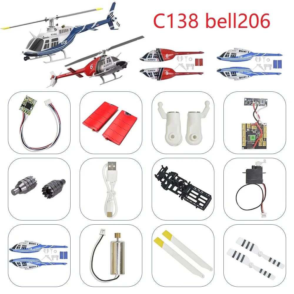 RC ERA C138 Bell 206 RC Hubschrauber Ersatzteile Zubehör Wellengetriebe Feathring Welle Blade Hauptplatine Motorlager Getriebe Servo