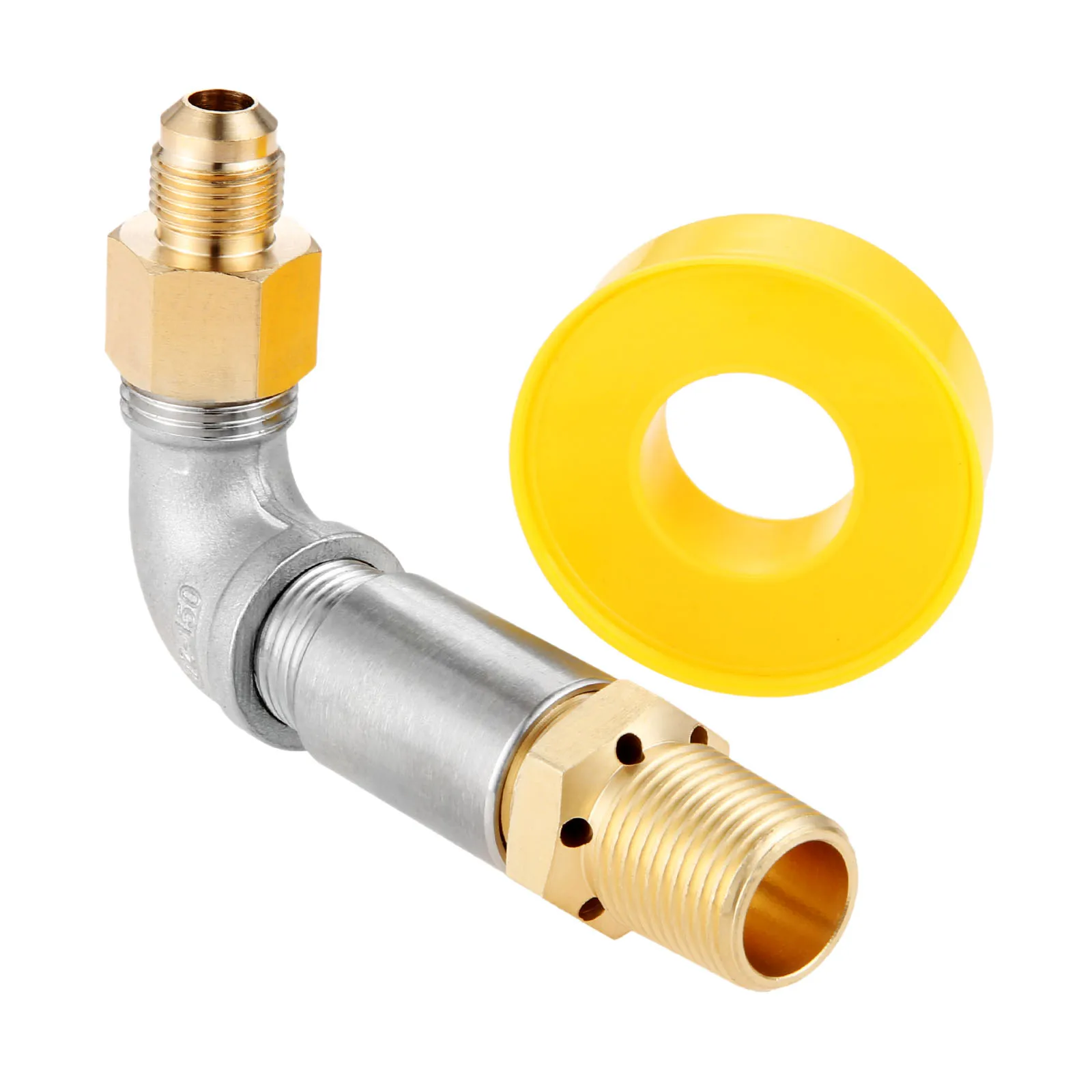 

1/2" Air Mixer 90°Elbow Propane Nozzle Sprayer Valve for Propane Gas Fire Pit in Stainless Steel Brass High Capacity 150K BTU