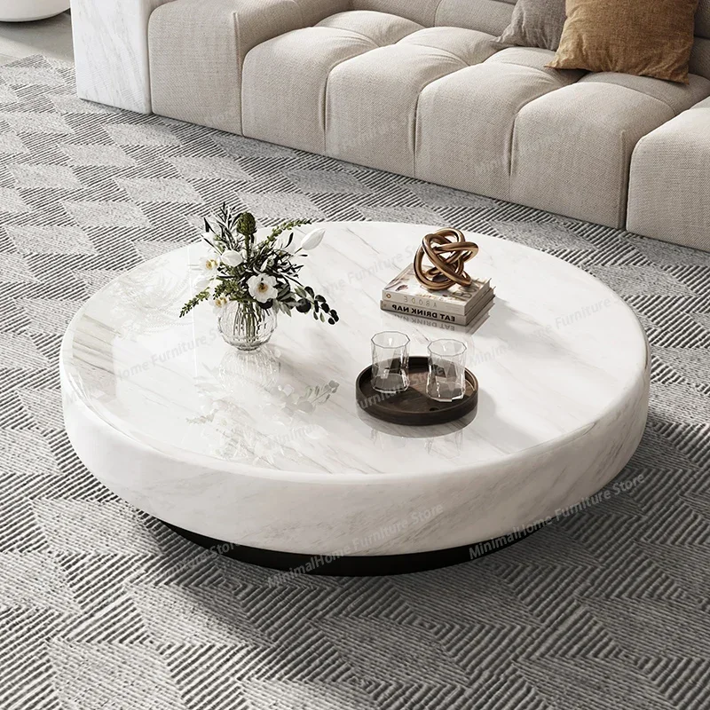 

Круглые мраморные кофейные столики для гостиной, современный белый простой круглый мраморный столик, центральный столик для квартиры