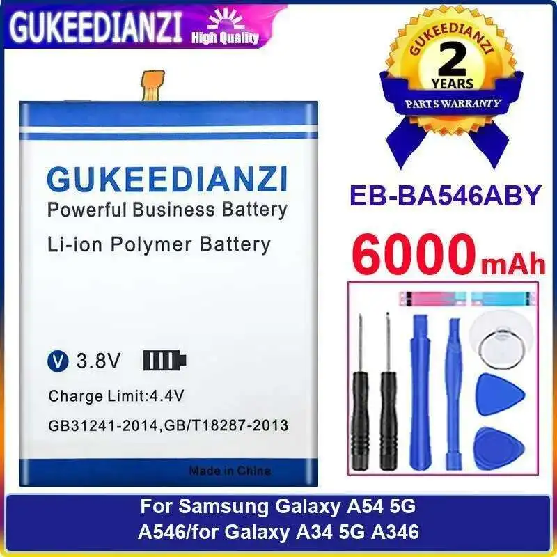 

Для Samsung Galaxy A54 5G A546 A34 A346 EB-BA546ABY 6000 мАч долговечный аккумулятор для мобильного телефона