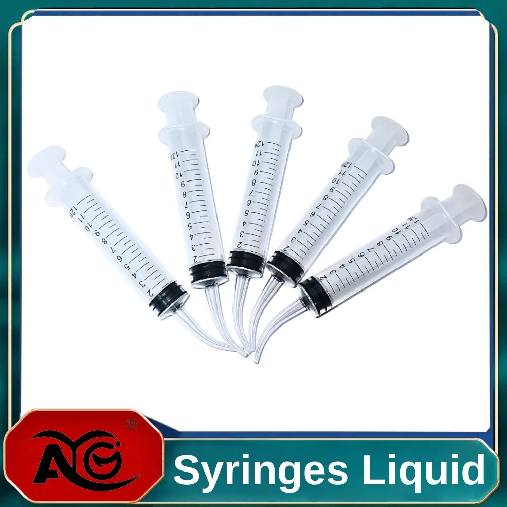 AG 1/3/5Pcs Dental Irrigation Syringe Curved Tip Disposable Clear Needle Tube Oral Hygiene Care Tool for Dentist Use 0.17 oz