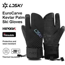 LDSKI Guanti da sci donna uomo polsiera Impermeabile Inverno termico Tre dita  Kevlar 3M Thinsulate accessori snowboard