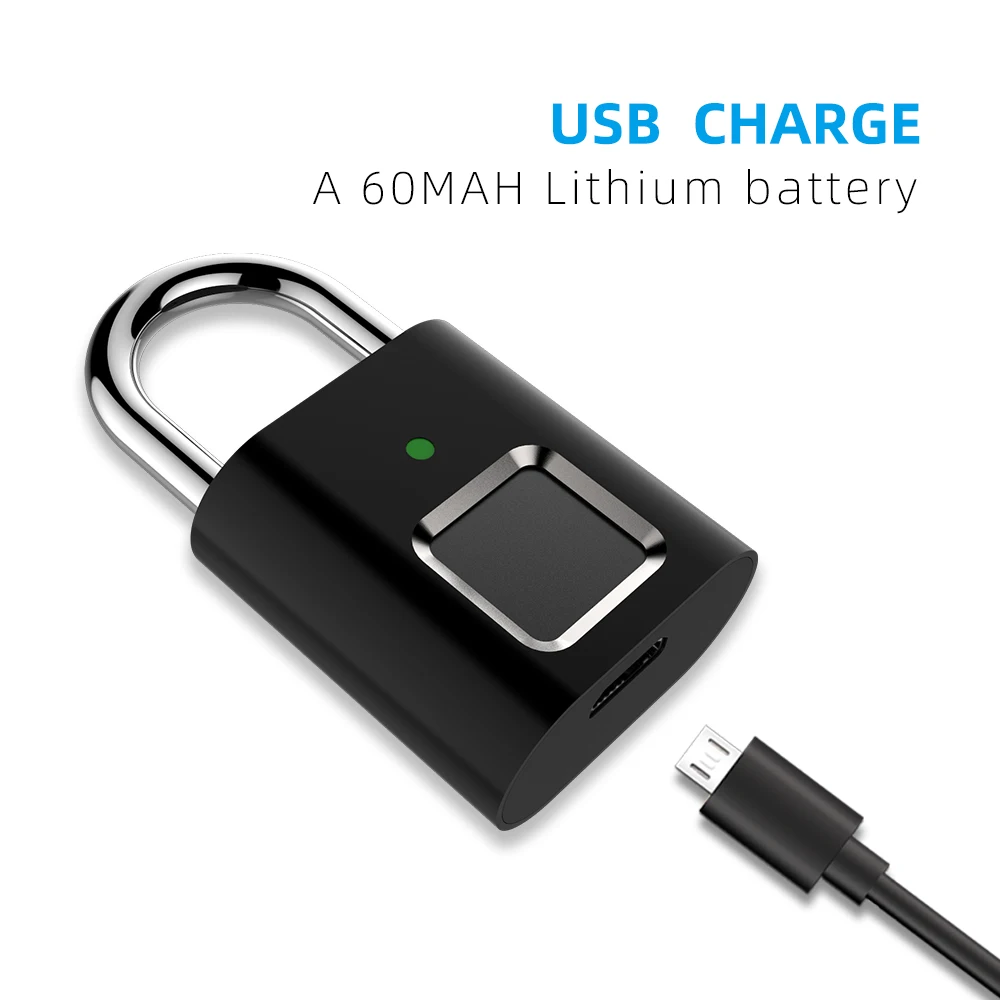 Mini Unlock Rechargeable Smart Lock Keyless Fingerprint Lock Anti-Theft Security Padlock For Door Luggage Small Box Lock