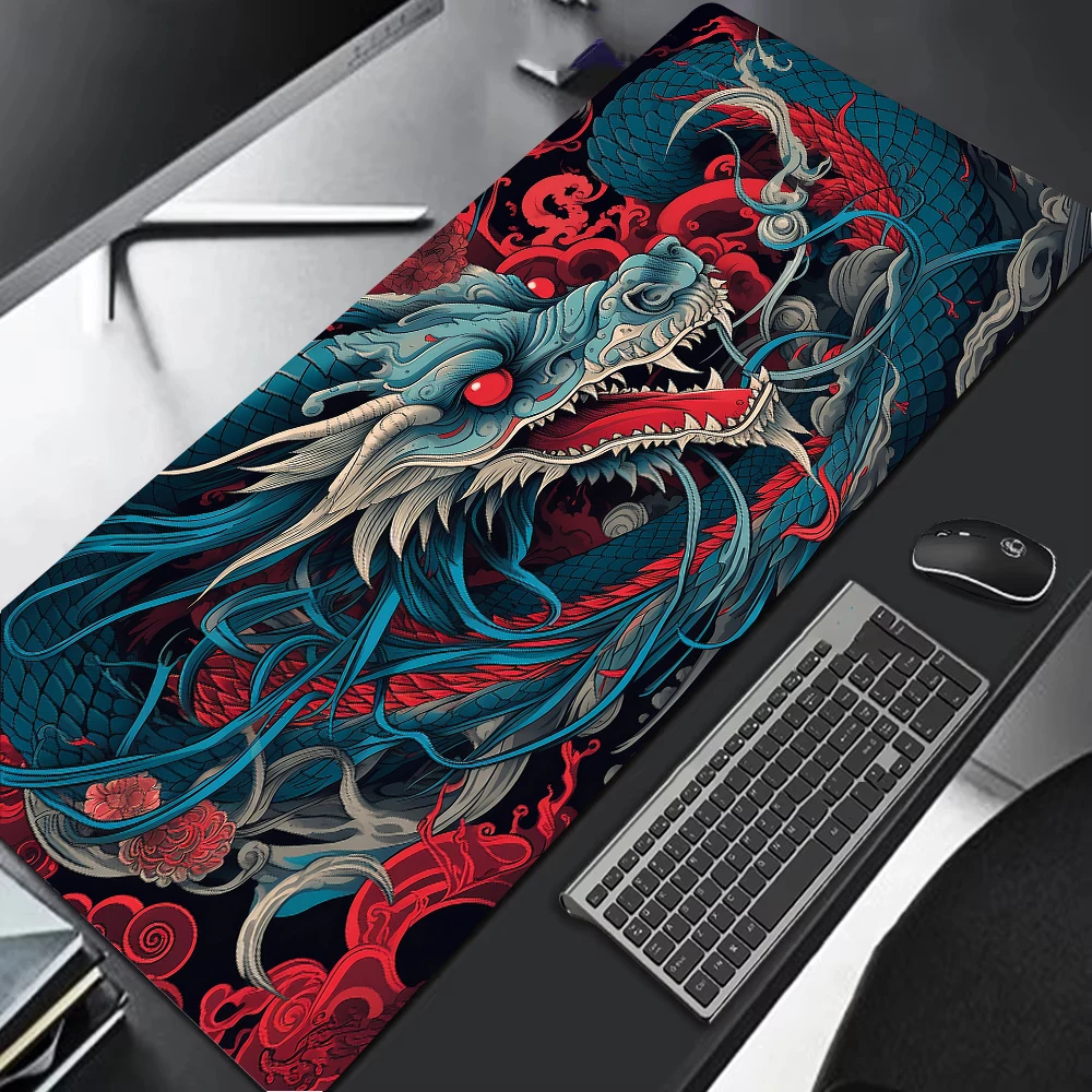 Japanischer Drache, großes Gaming-Mauspad, XXL-Tastatur, Gamer, 900 x 400 Geschwindigkeit, Mauspad auf dem Tisch, Geschwindigkeits-Schreibtischunterlage, Anime – Detail 10