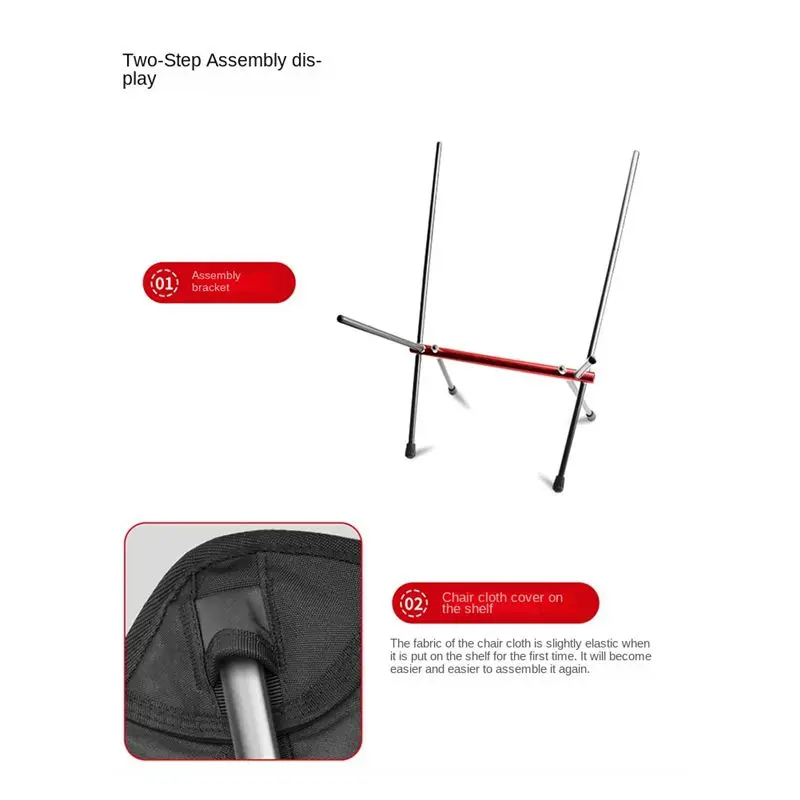 كرسي قمر محمول قابل للطي للاستخدام الخارجي من ABJV، مقعد للقدم للمشي لمسافات طويلة والنزهات وصيد الأسماك، أسود