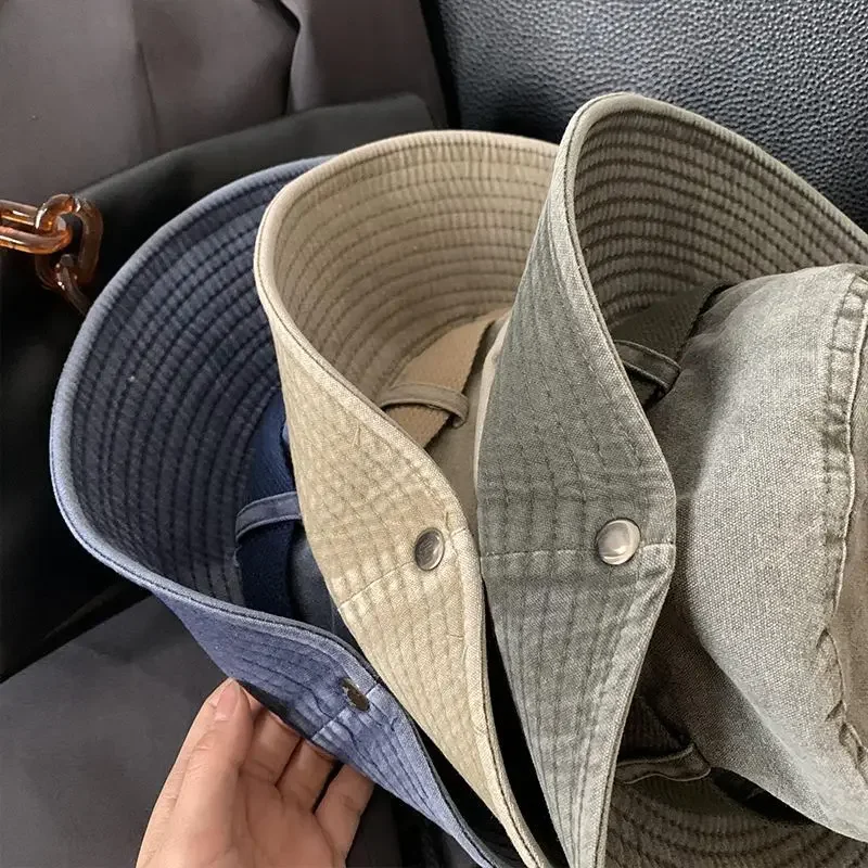 2025 جديد! قبعة رعاة البقر الغربية المستوحاة من اليابانية للأطفال - قبعة دلو صيفية مغسولة ذات حافة كبيرة للمشي لمسافات طويلة في الهواء الطلق والحماية من الشمس