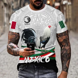 Mexican Flag Pattern 3D T-shirt Summer Casual Pullover Men's Fashion Loose T-shirt Boys Extra Large Short Sleeve Top