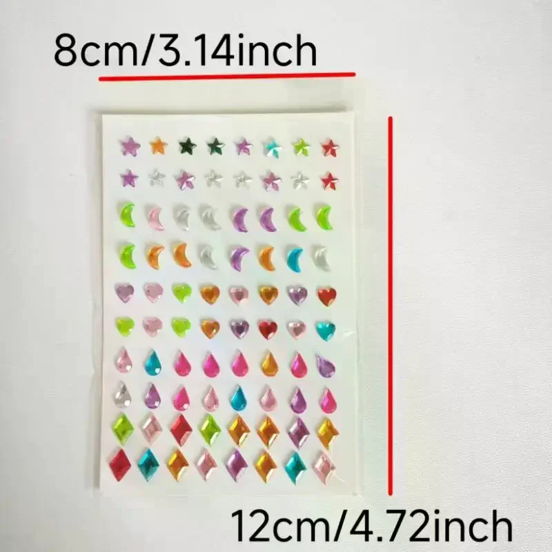 80PCS Special-shaped Face Stickers Colorful Temporary Tattoo Party DIY Face Eye Stickers Lasting Rhinestones Makeup Tools