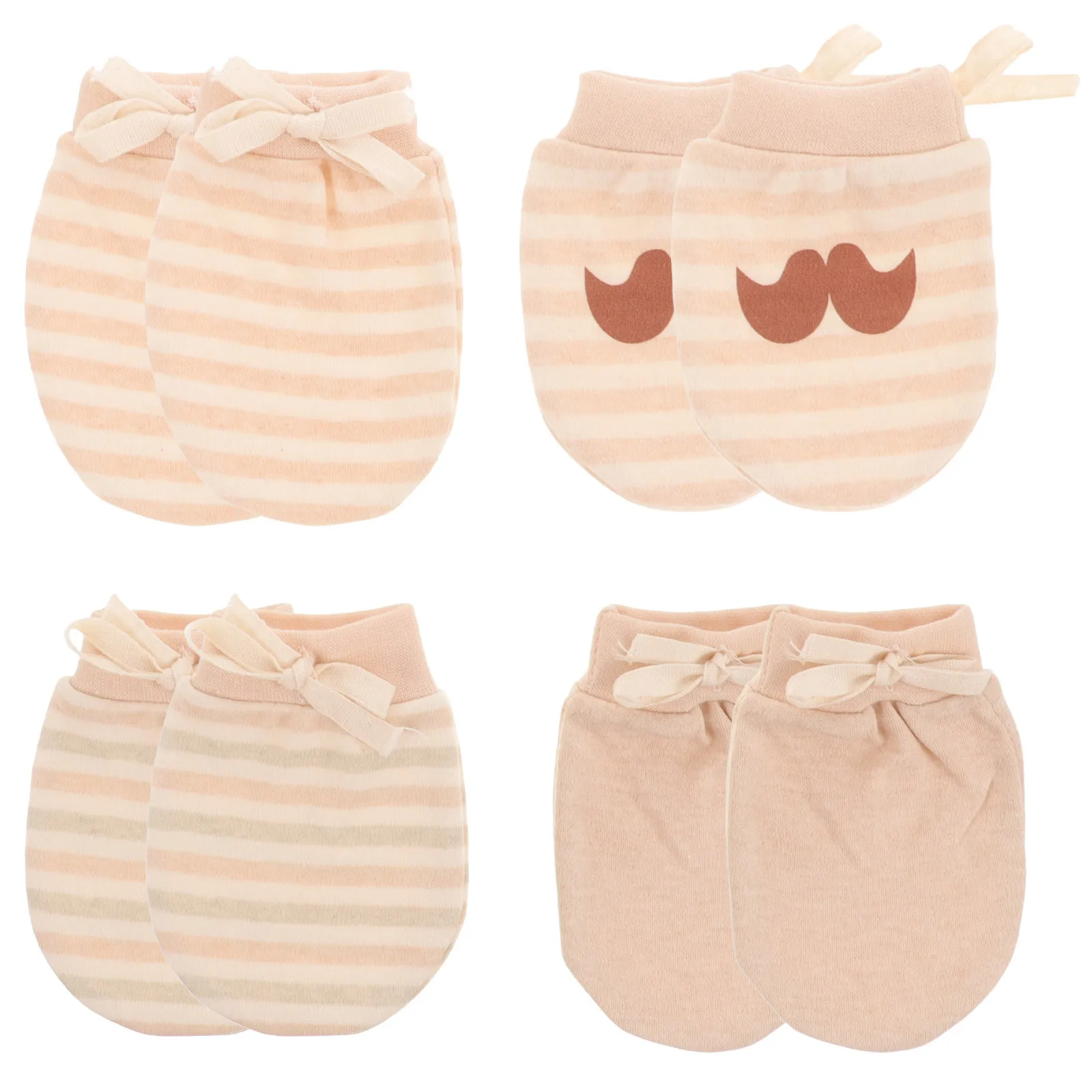 4Pairs Infant Mittens Cotton Newborn Baby Girl No-Scratch Gloves Soft Safe Baby Mittens Newborn Infant Mitts No-Scratch Mitts