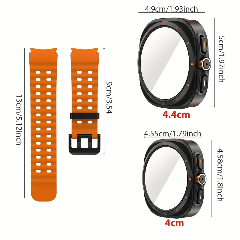 2pcs, Accessories Set For Samsung Galaxy Watch 7/6 (40mm/44mm) - Ultra-Look Protective Case HD Tempered Glass Breathable Strap