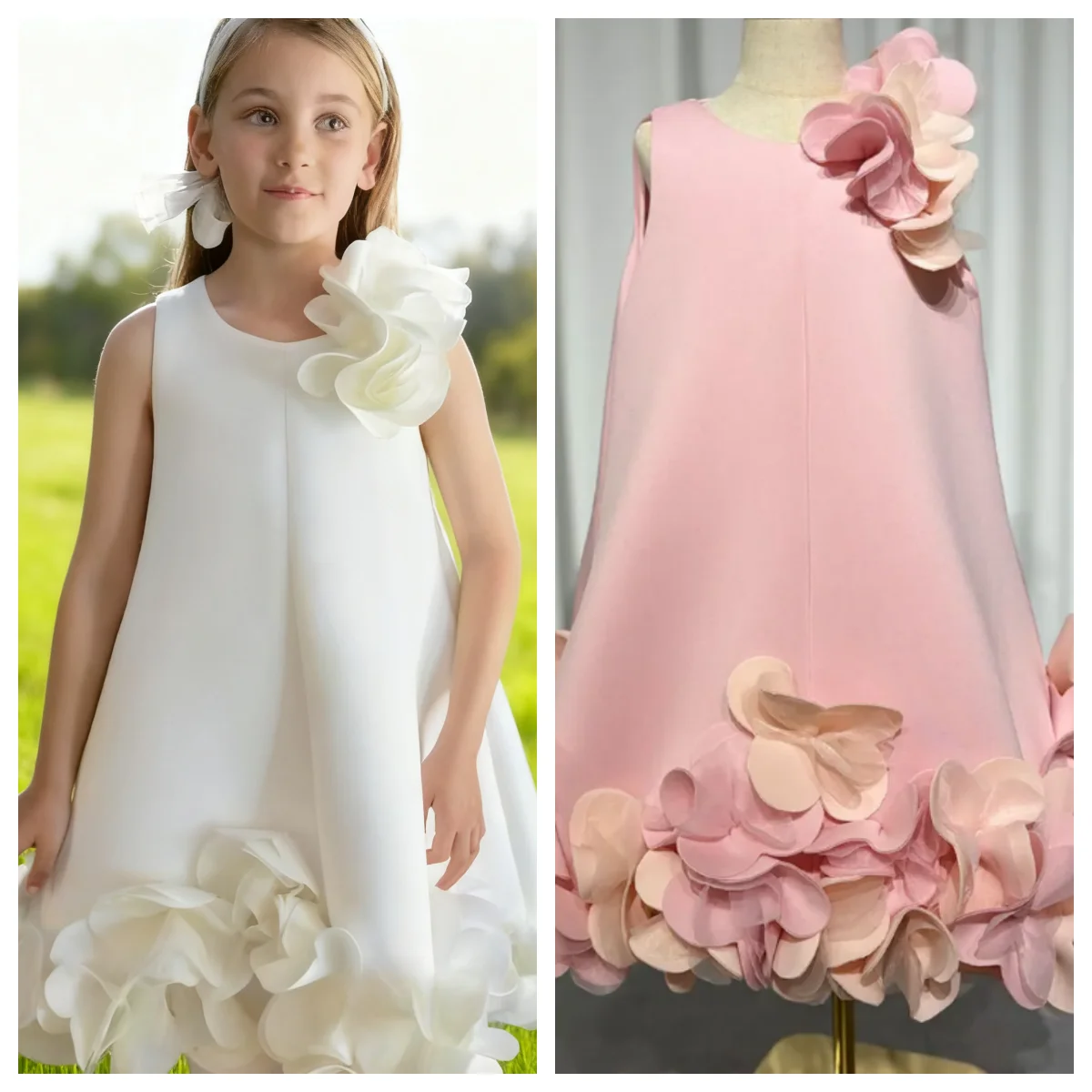 Vestido de princesa sin mangas para niños, vestido de baile de hojas blancas para cumpleaños, boda, vestido de bautismo para bebés, vestido de chaleco festivo para niñas