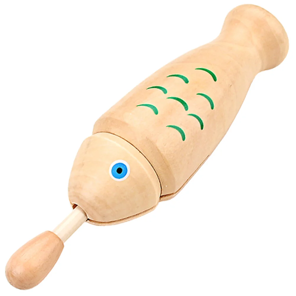 Pesce in legno giocattoli per bambini strumento a percussione semplice Khaki strumenti musicali per bambini bambino