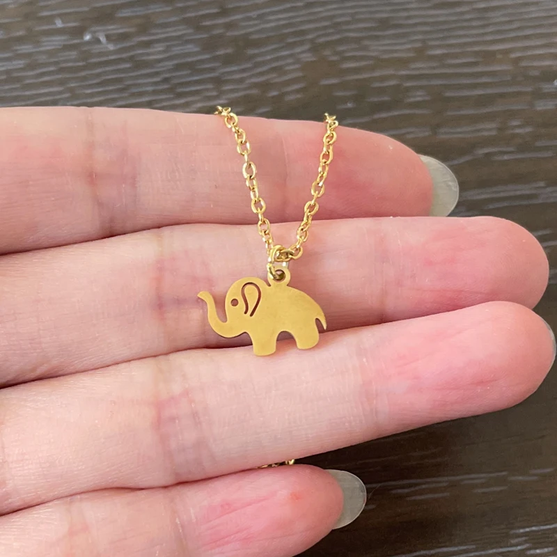 Stainless Steel Necklace 2 Models Cute Elephant Pendent Necklaces For Women Girls Gifts Fashion Animal Jewelry New Collar